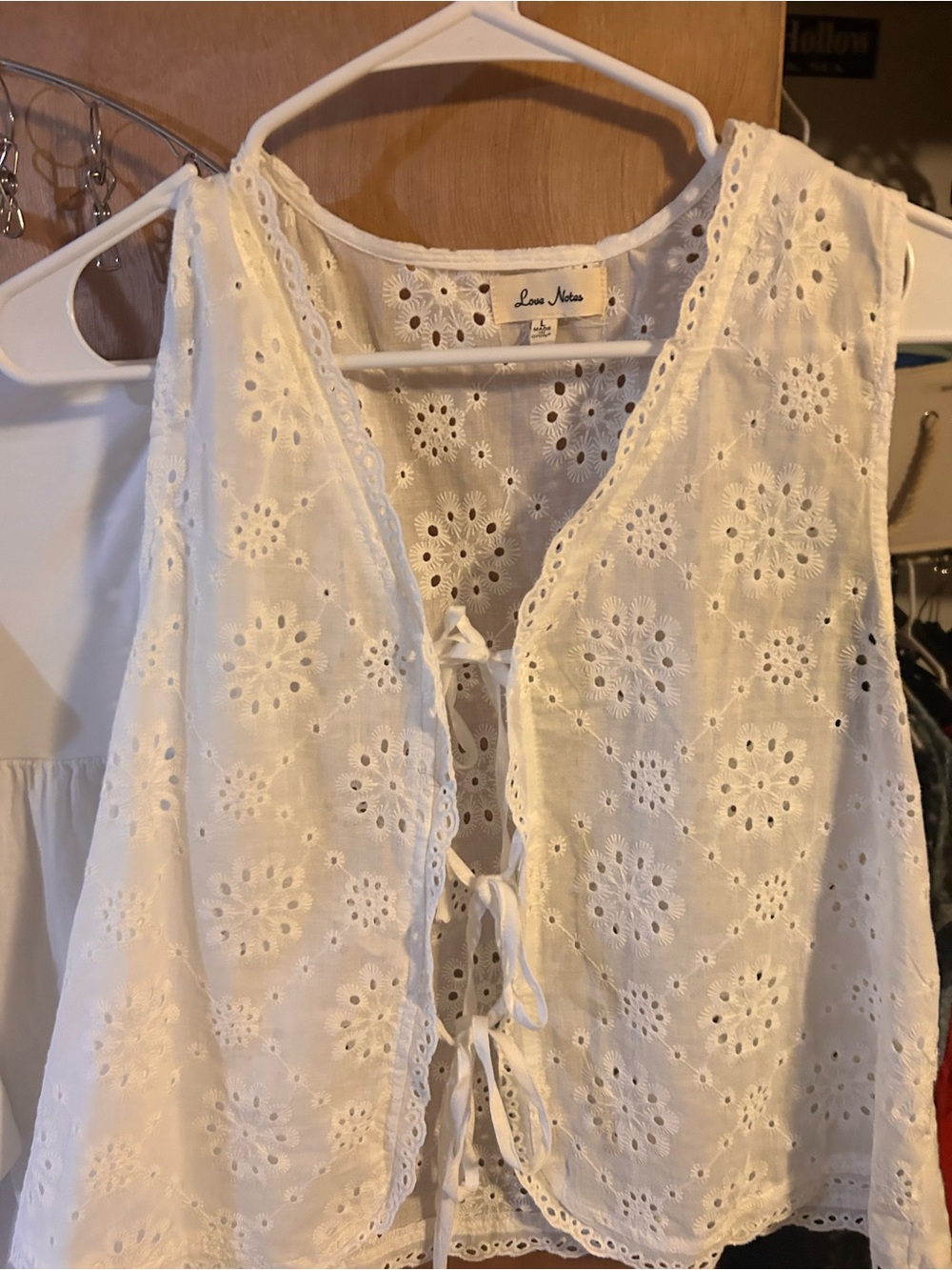 Love Notes White Eyelet Tie-Front Tank